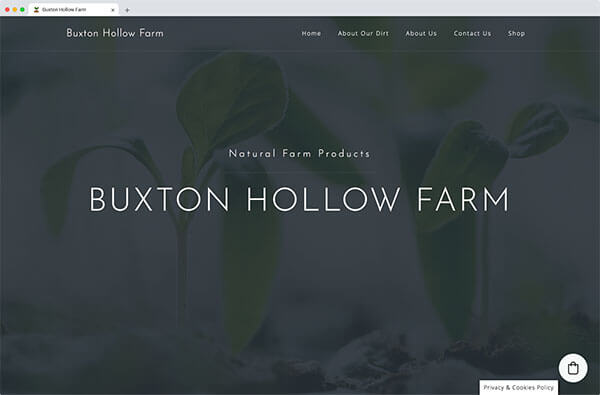 Buxton Hollow Farm: Natural Farm Products Buxton Hollow Farm homepage, viewed in a browser